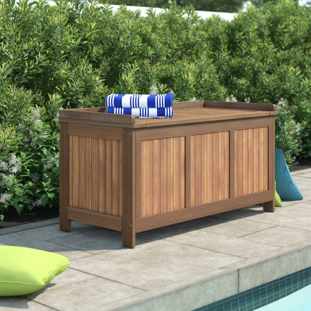Costway 47 Gallons Gallon Water Resistant Solid Wood Deck Box in Natural & Reviews Wayfair